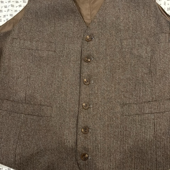 Vintage men’s vest, wool?, brown, 4 pockets, 6 buttons, size M? - Picture 2 of 4